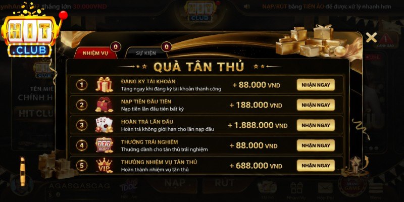 Khuyến Mãi Hitclub Và Những Ưu Đãi Không Thể Bỏ Lỡ 2 Khuyến Mãi Hitclub tặng quà cho tân thủ