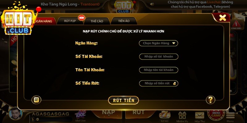 Rút Tiền Hitclub - Hướng Dẫn Các Bước Nhận Tiền An Toàn 3 Rút tiền Hitclub qua chuyển khoản ngân hàng